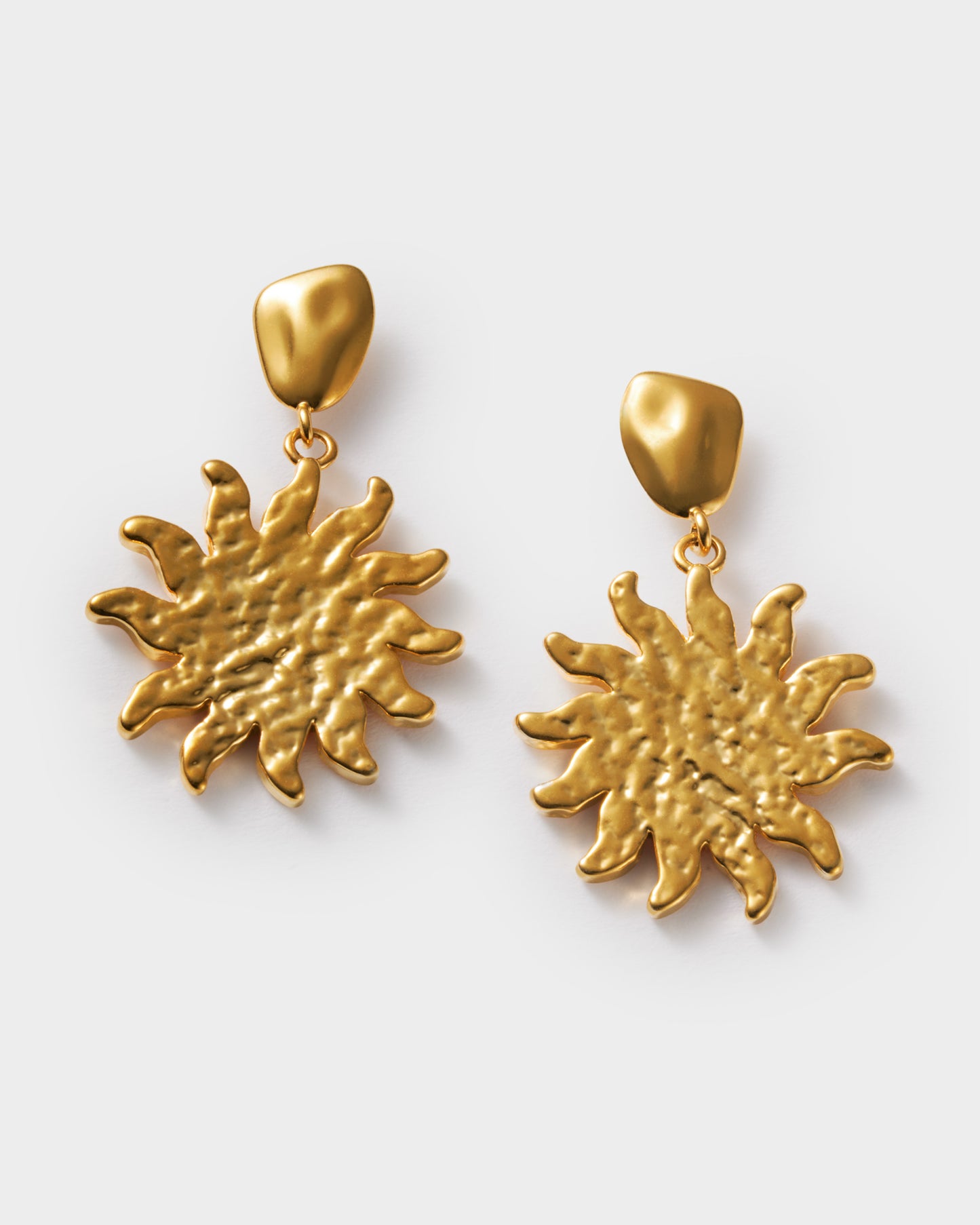 Sun Shaped Gold Plated Earrings