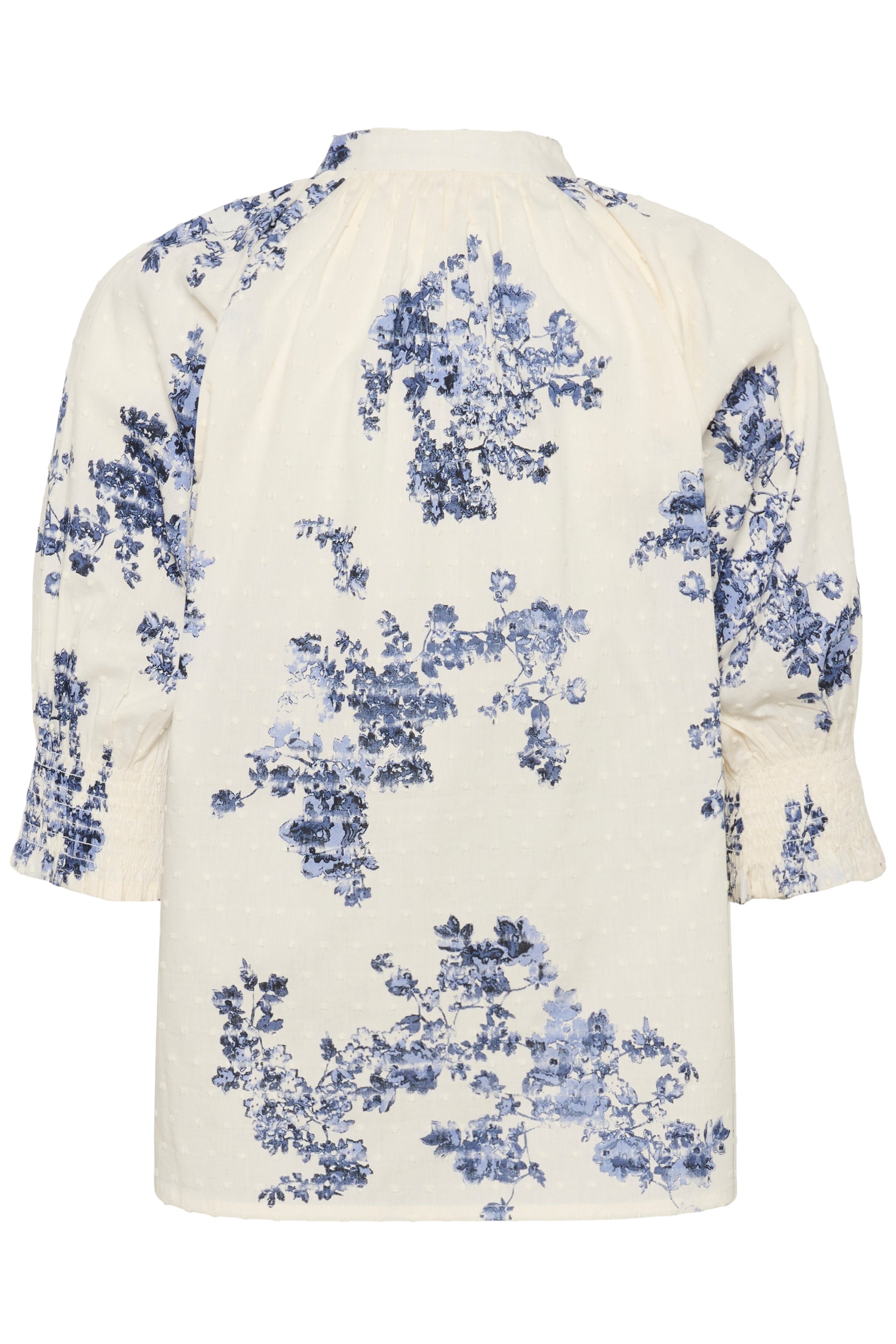 Part Two Almera blue and white floral blouse on a white background