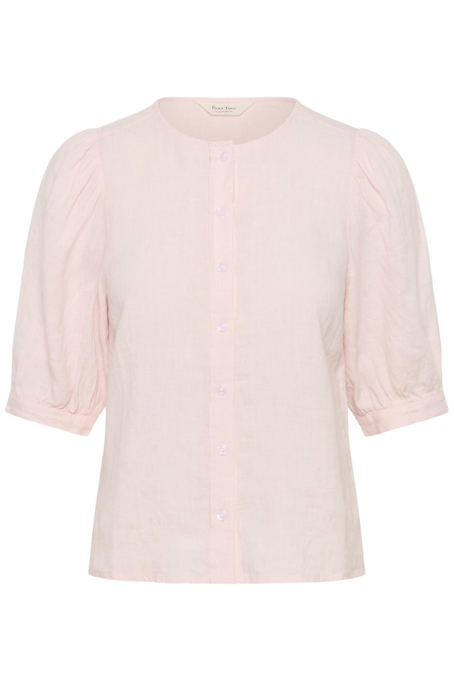 Part Two Azra 3/4 length sleeved linen blouse in mauve chalk colour