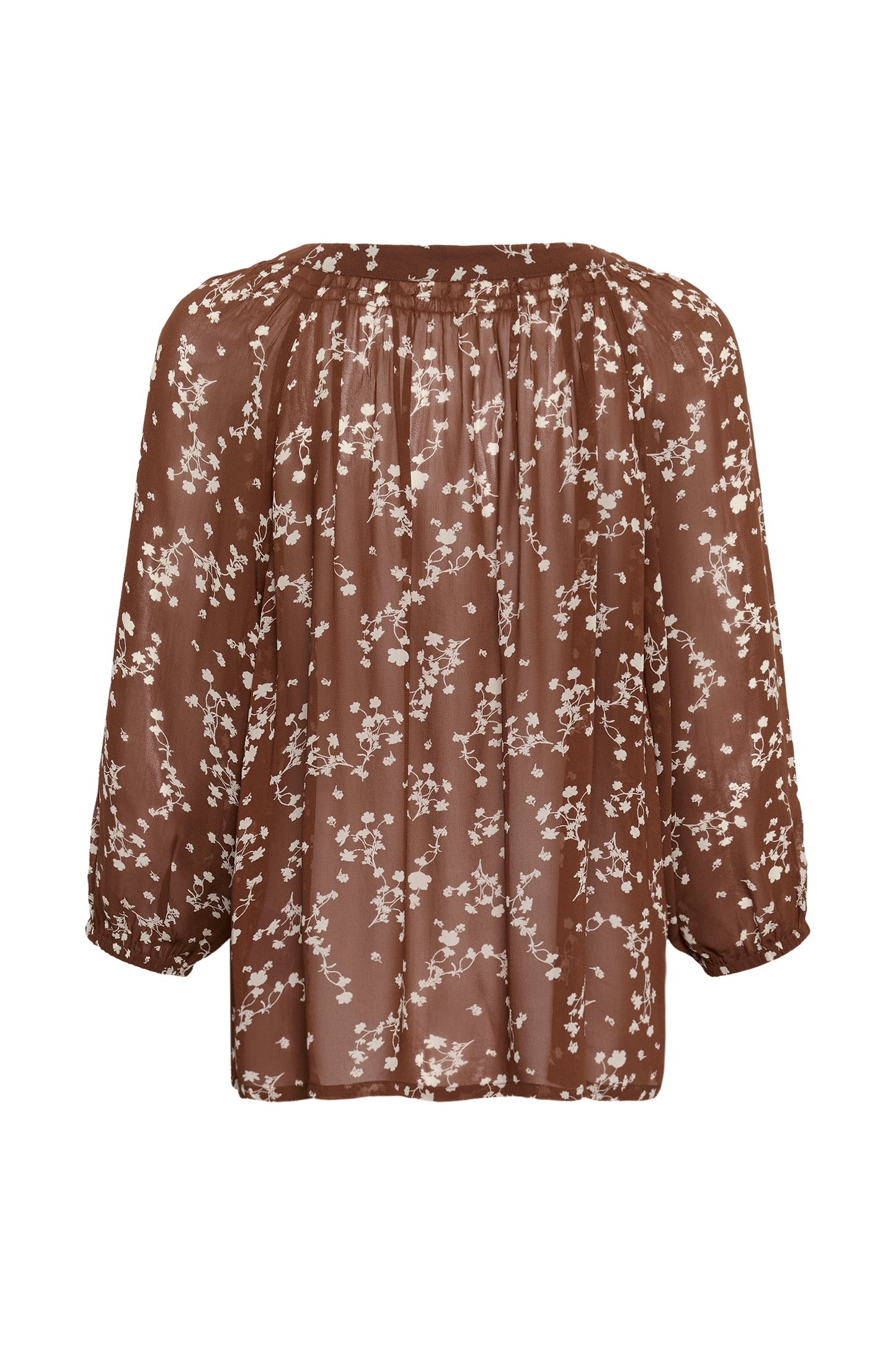 Part Two Catin Brown blouse with floral pattern on a white background