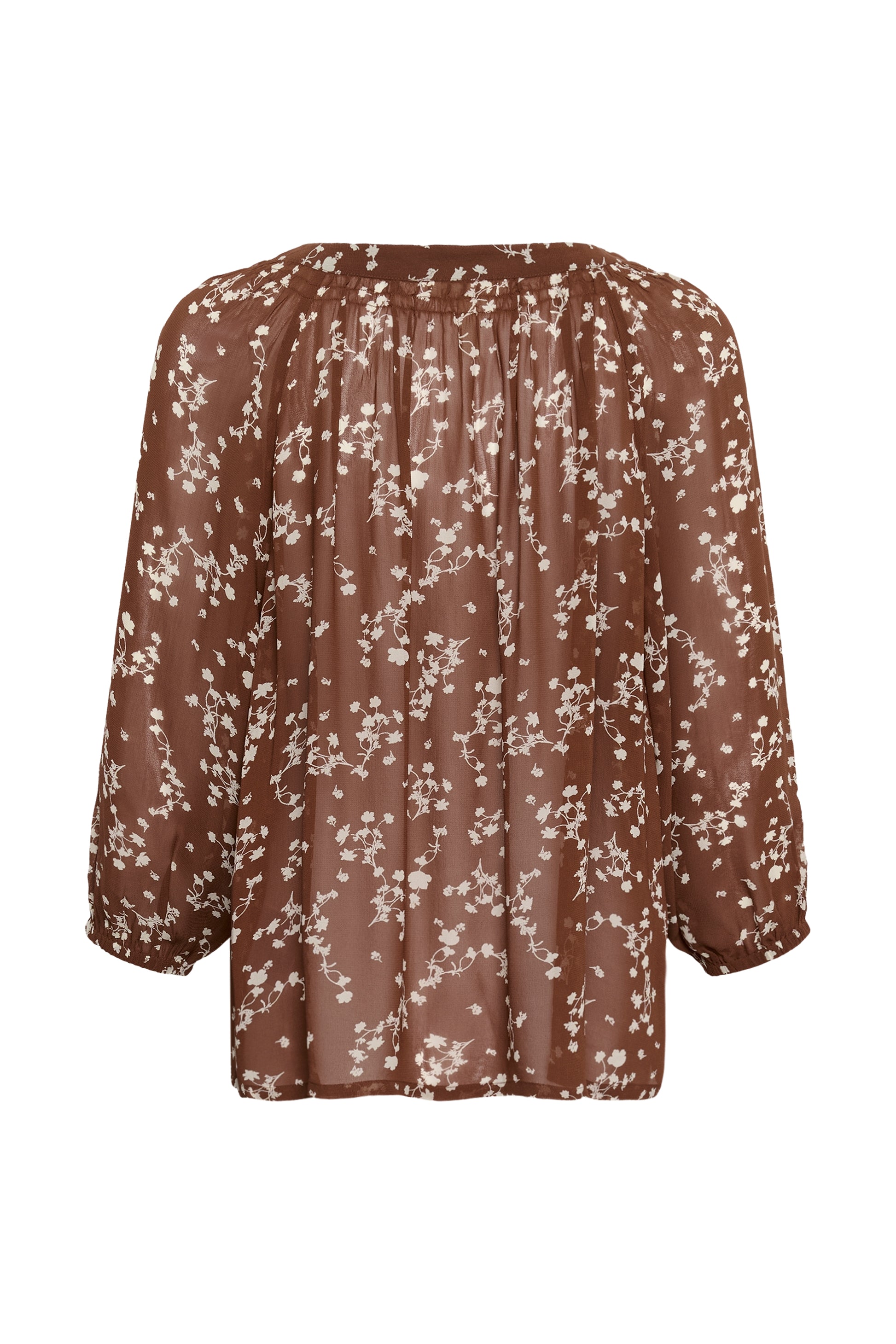 Part Two Catin Brown blouse with floral pattern on a white background