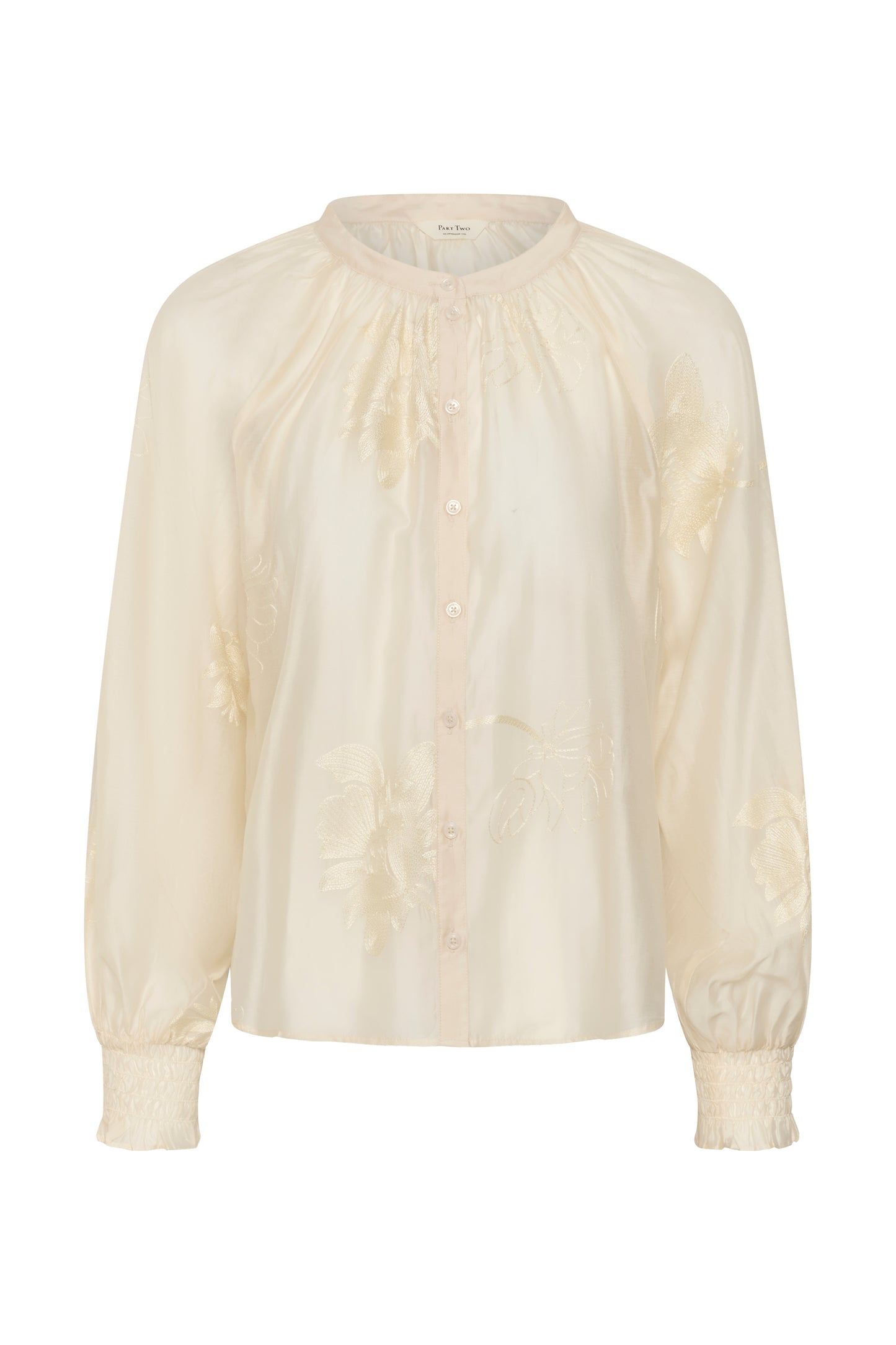 Part Two Cheyanne White blouse with long sleeves on a white background