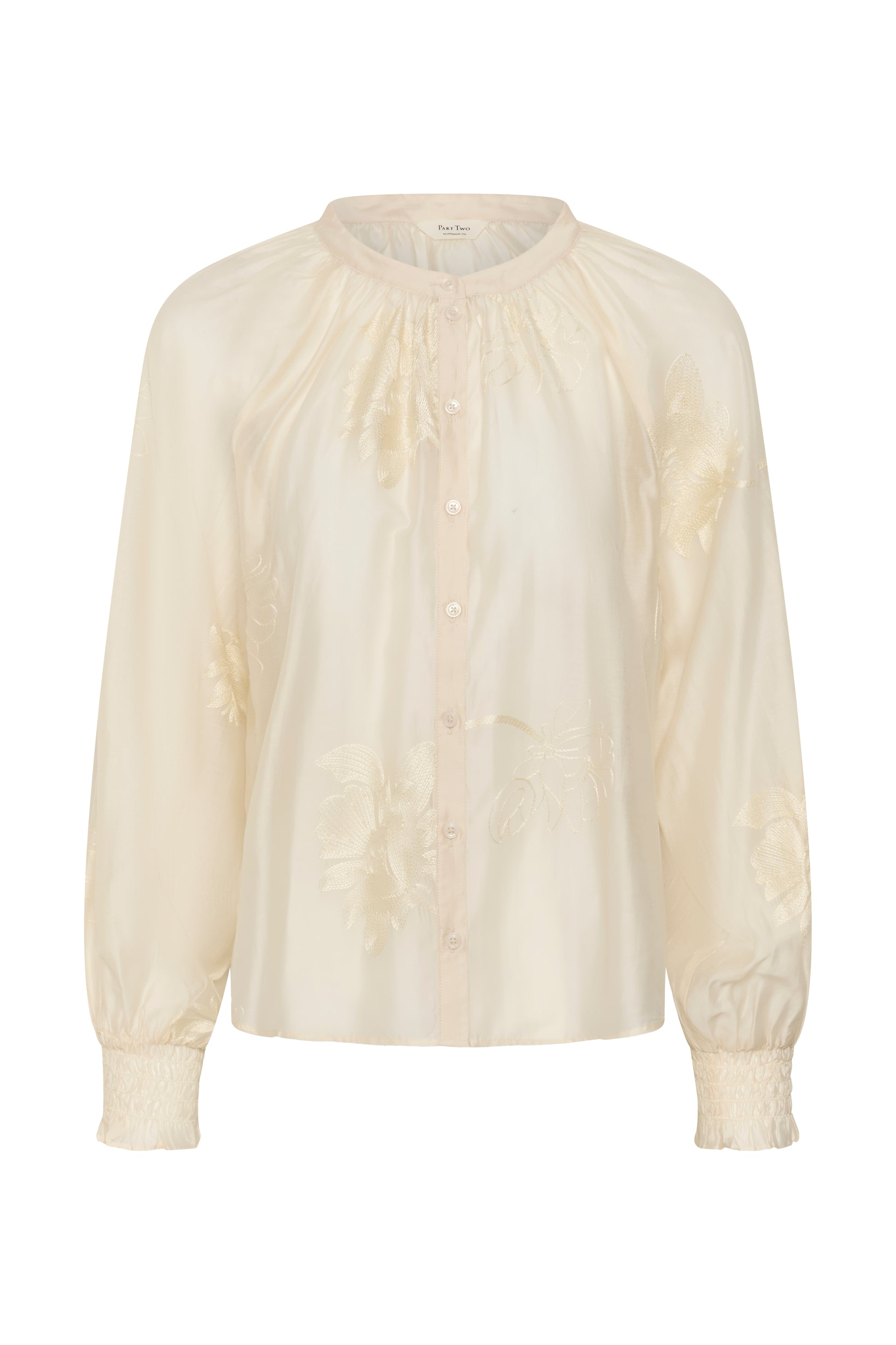 Part Two Cheyanne White blouse with long sleeves on a white background