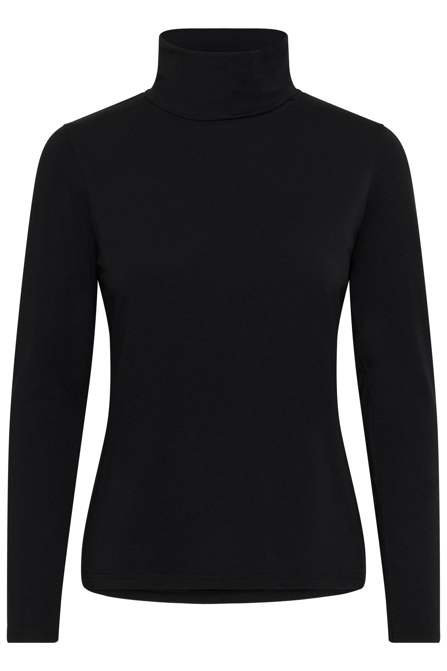 Part Two Efinas Polo Neck Top in Black view is on a white background