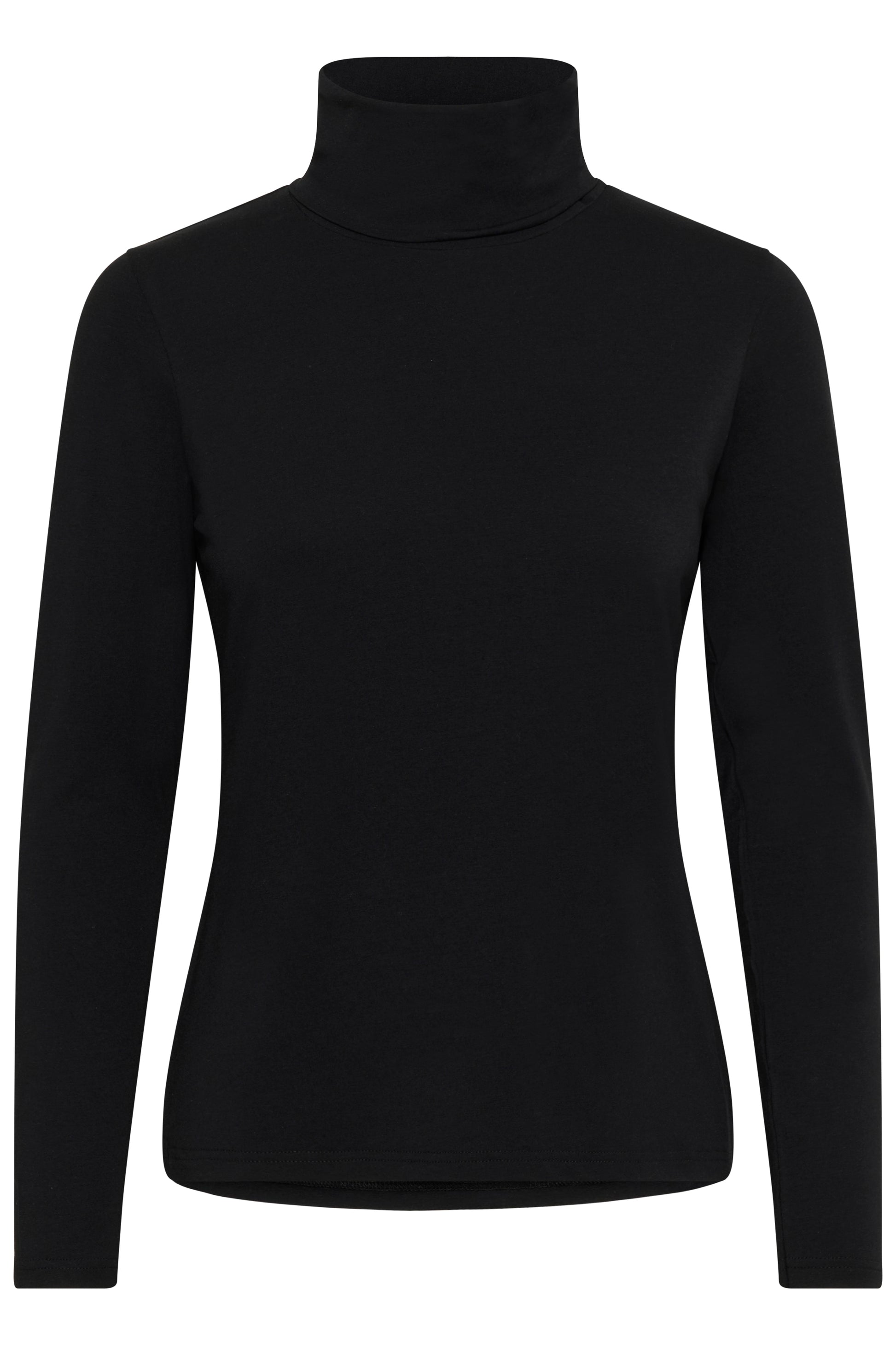 Part Two Efinas Polo Neck Top in Black view is on a white background