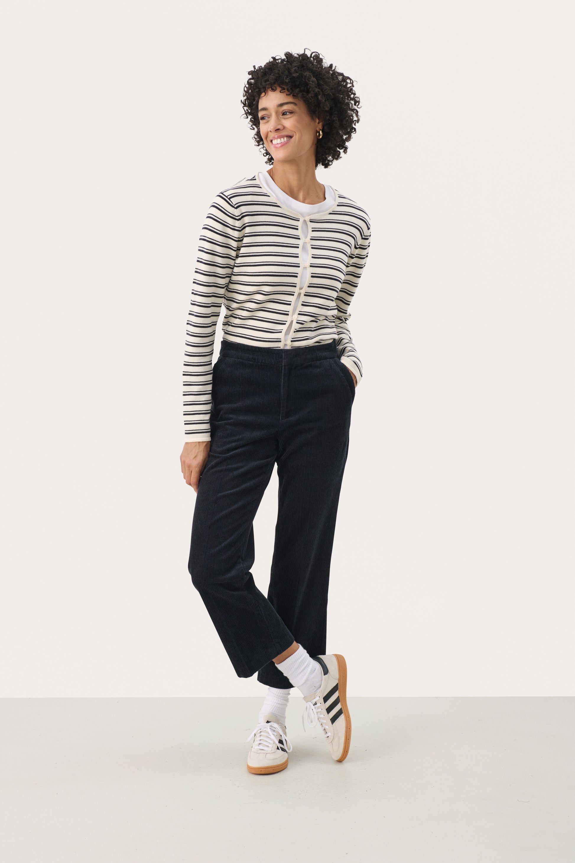 Part Two Mishas Corduroy  Trouser - Dark Navy on model