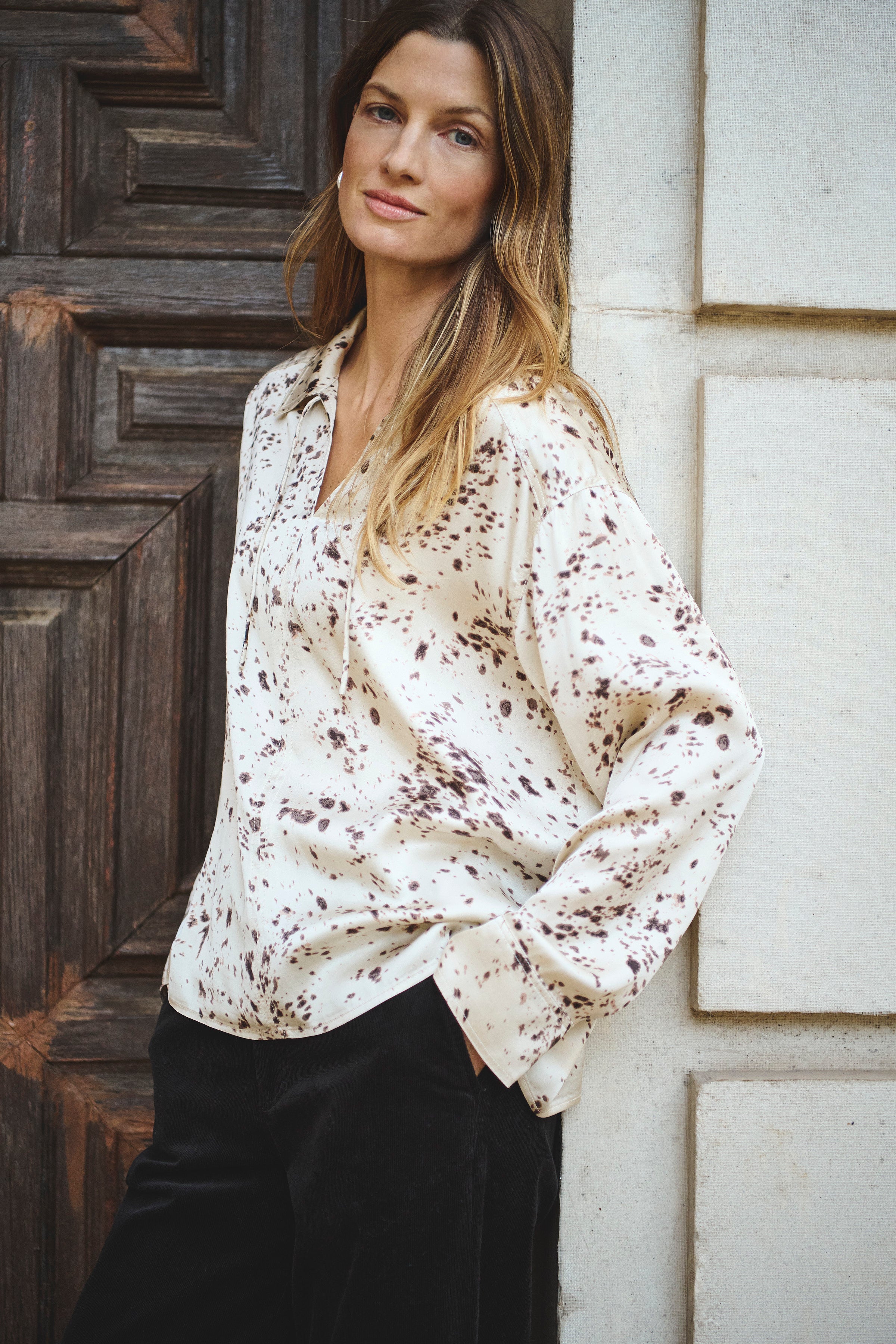 Part Two Sheena Blouse - French Oak Scattered - 34-uk-8