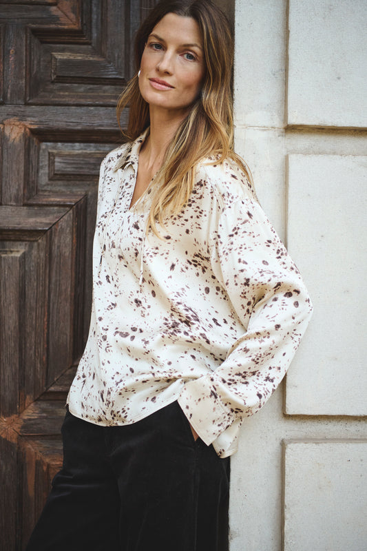 Part Two Sheena Blouse - French Oak Scattered - 34-uk-8
