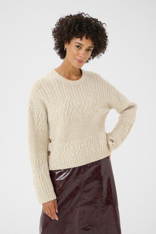 Part two sindy jumper in french oak colour. View on model