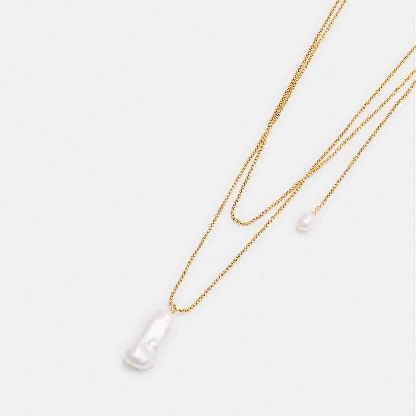 Katie Loxton Pearl Lustre Waterproof Gold Lariat Necklace featuring real freshwater pearls