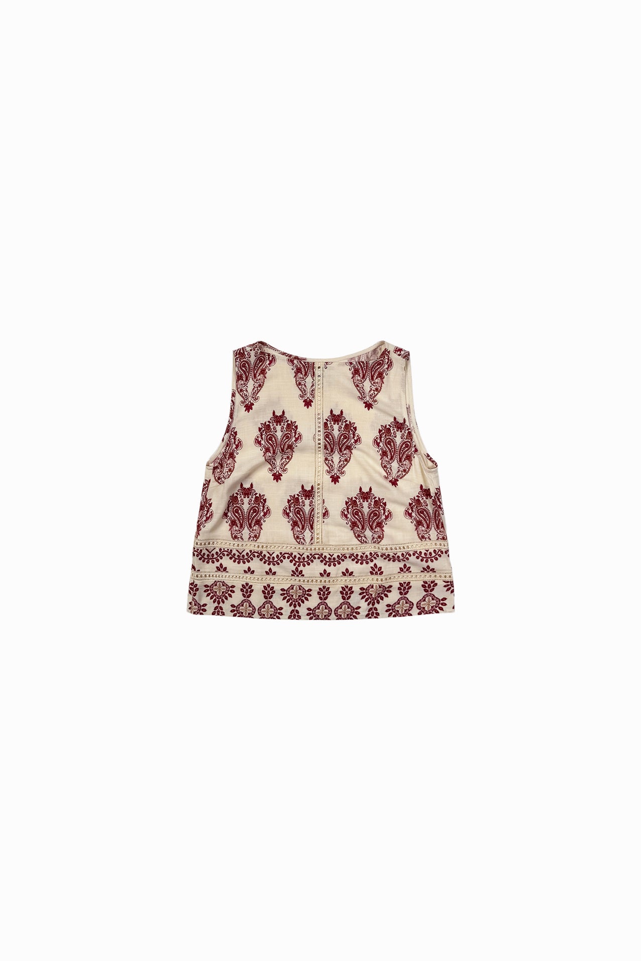 Lollys Laundry Pia sleeveless top in crème with red pattern