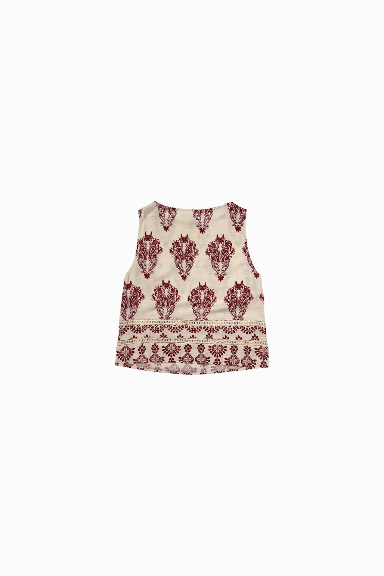 Lollys Laundry Pia sleeveless top in crème with red pattern