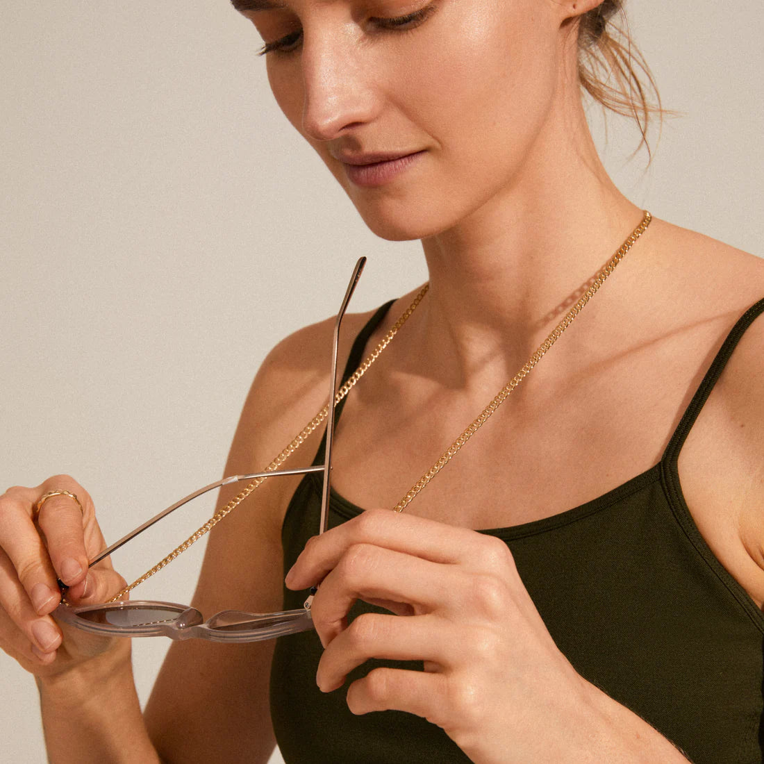 Pilgrim AJA Sunglasses Gold Plated Chain