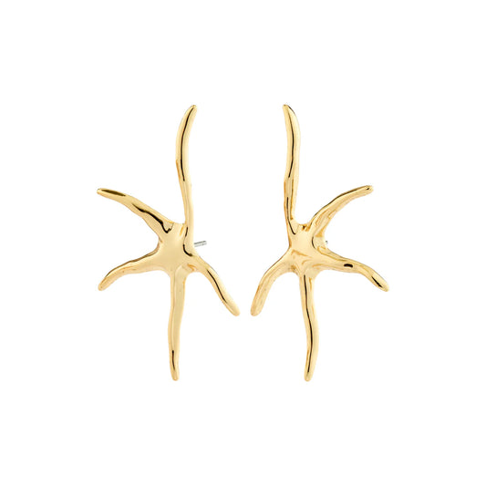 Pilgrim Prism Starfish Gold plated Earrings on white background
