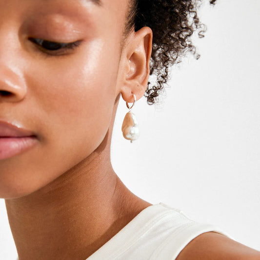 Pilgrim Radley Silver Plated Pearl Earrings on model