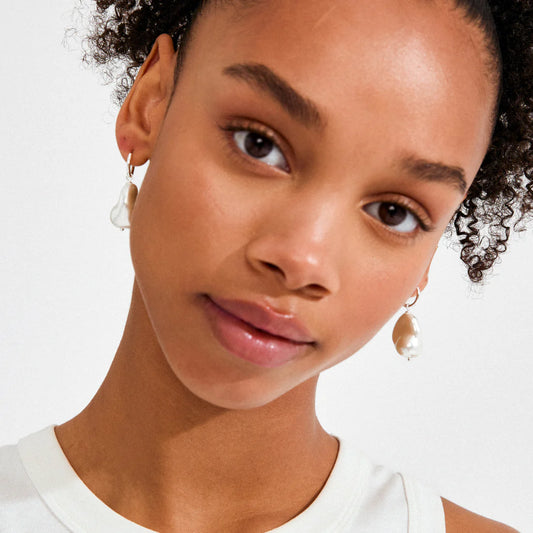 Pilgrim Radley Silver Plated Pearl Earrings on model