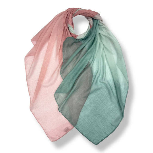 Ombre lightweight scarf in cotton viscose blend with gradient shading
