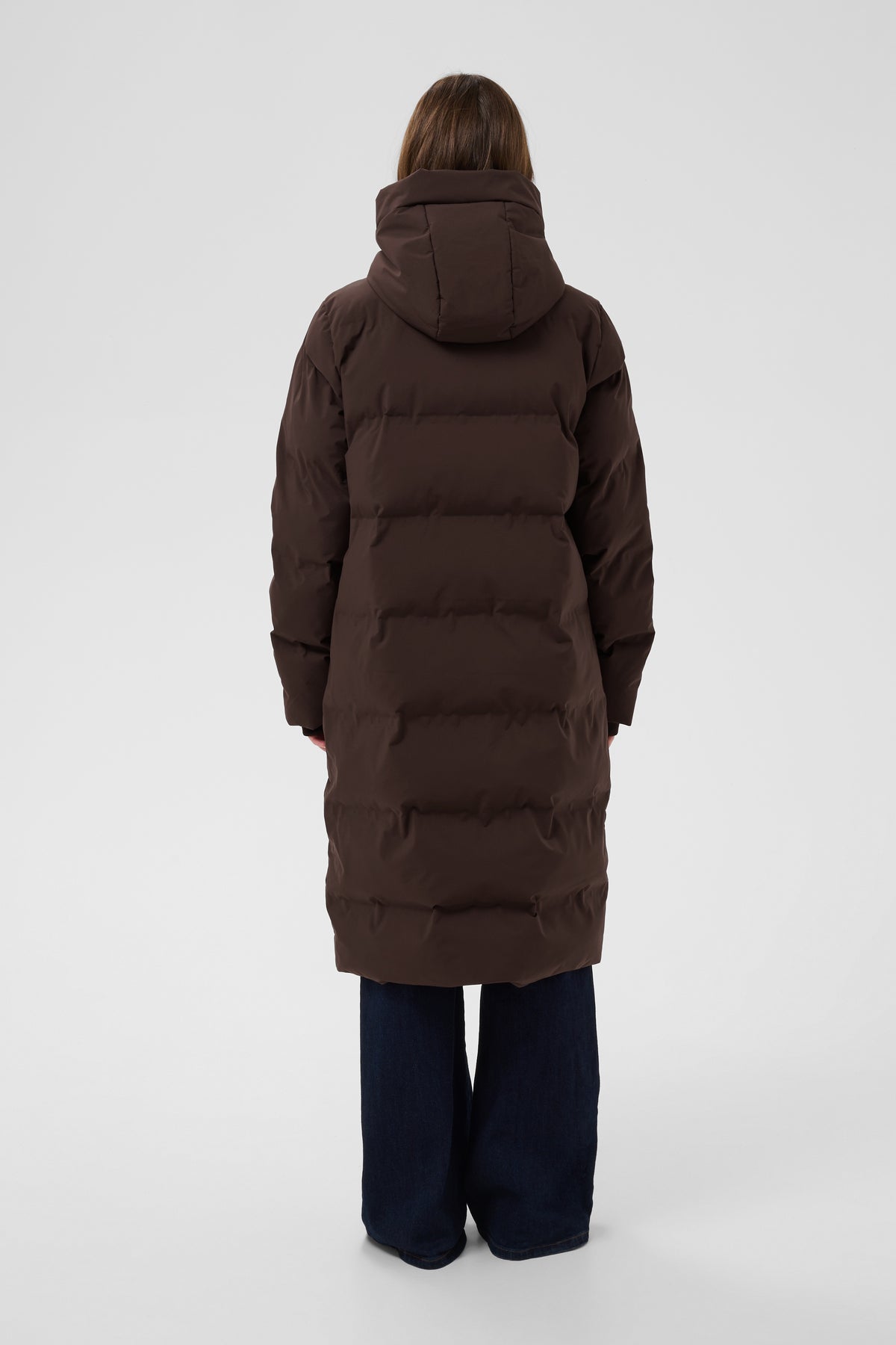 Saint Tropez  Midi puffa coat in brown with hood