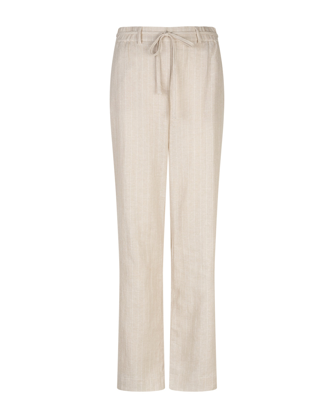 Red Button Claudette linen trousers in Beige Pinstripe with straight leg and 31 inch length