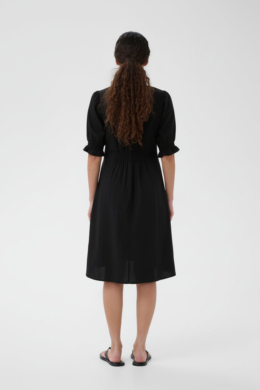 InWear Edity Rigitta black linen blend dress V neck summer dress