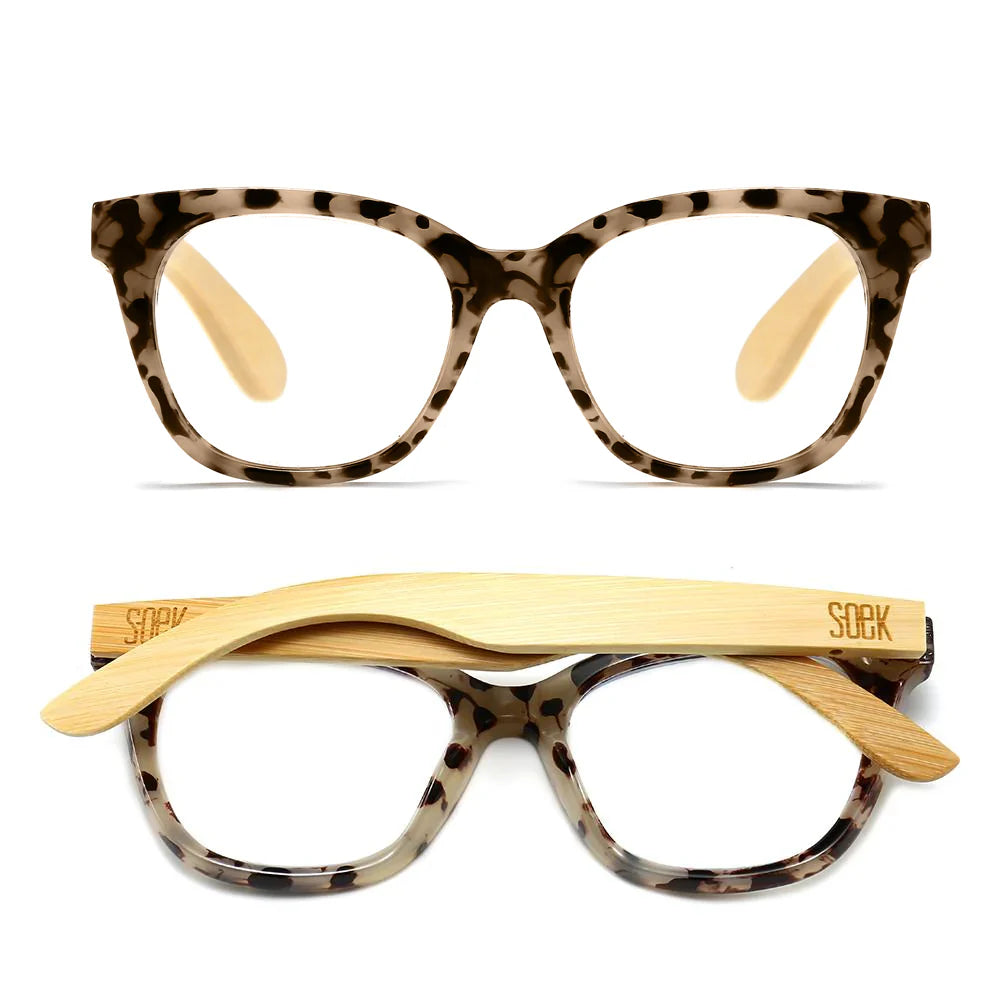 SOEK Lila Grace Ivory Tortoiseshell Readers with wooden arms