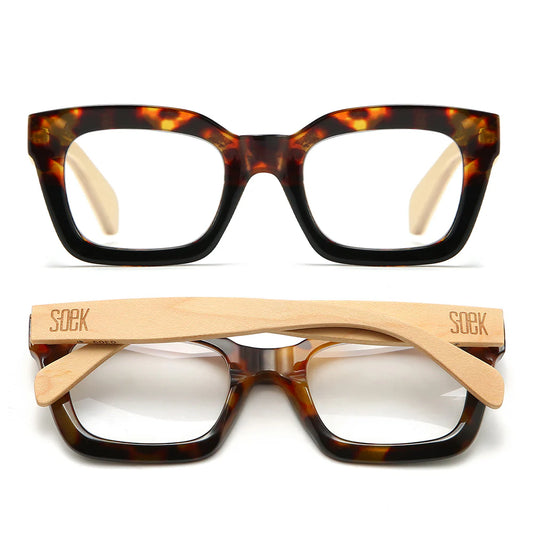 SOEK Zahara Toffee  Tortoiseshell Readers with wooden arms