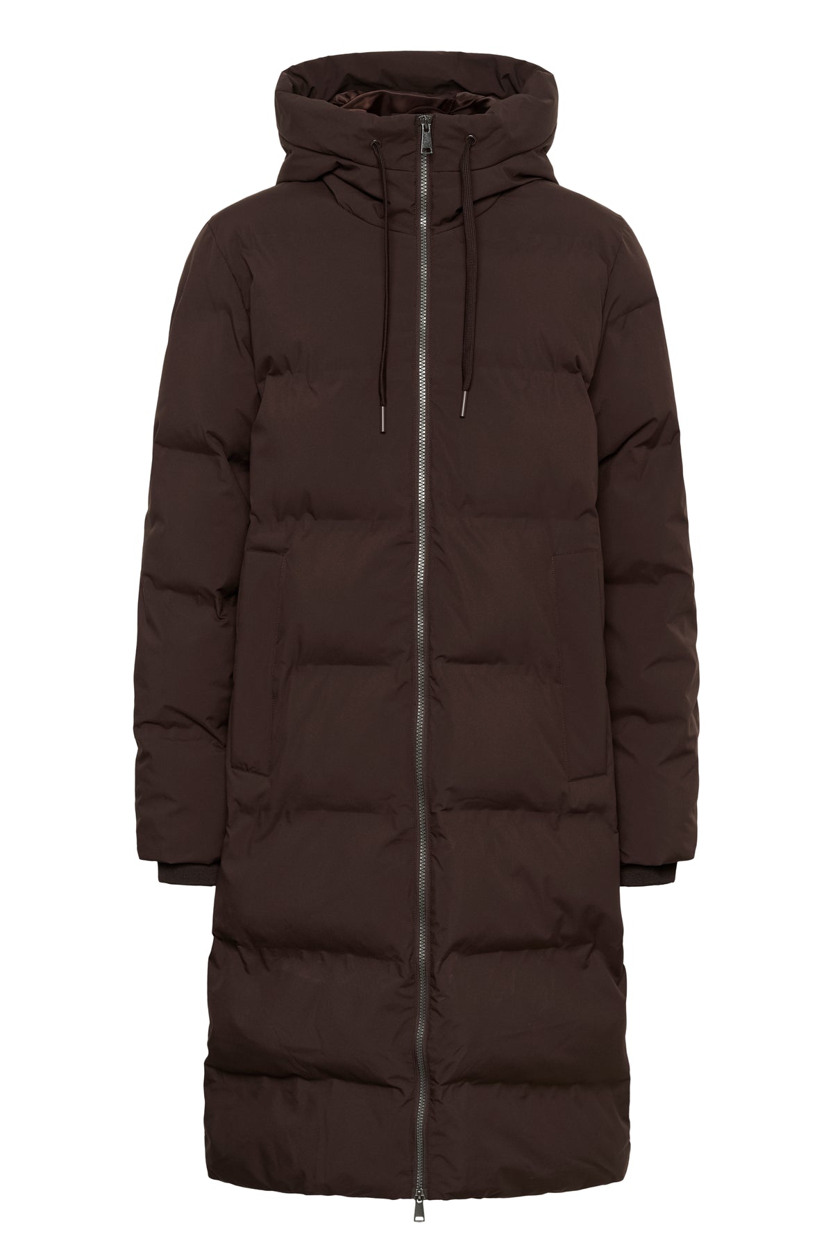 Saint Tropez  Midi puffa coat in brown with hood