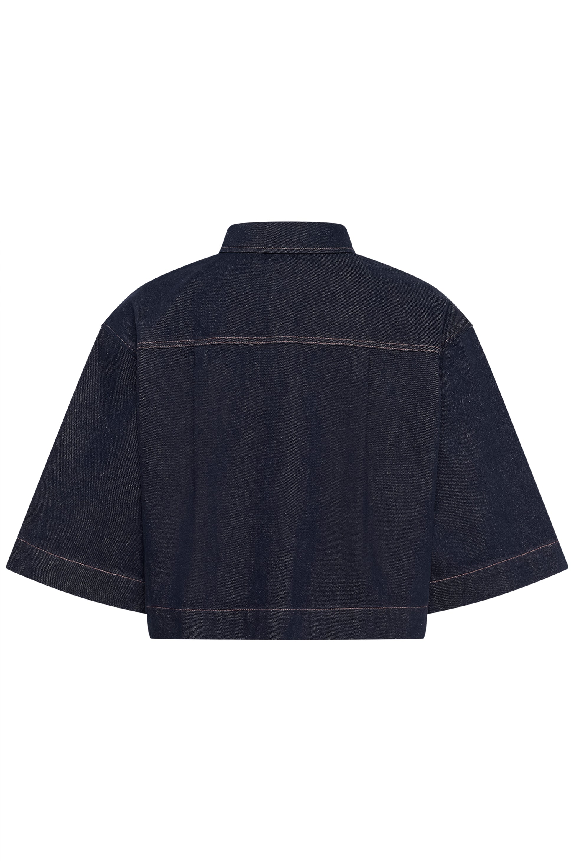 Saint Tropez Posey Dark Denim 3/4 Sleeve Shirt with collar and button through