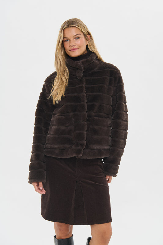 Saint Tropez Leonie Chocolate Brown Fur Coat