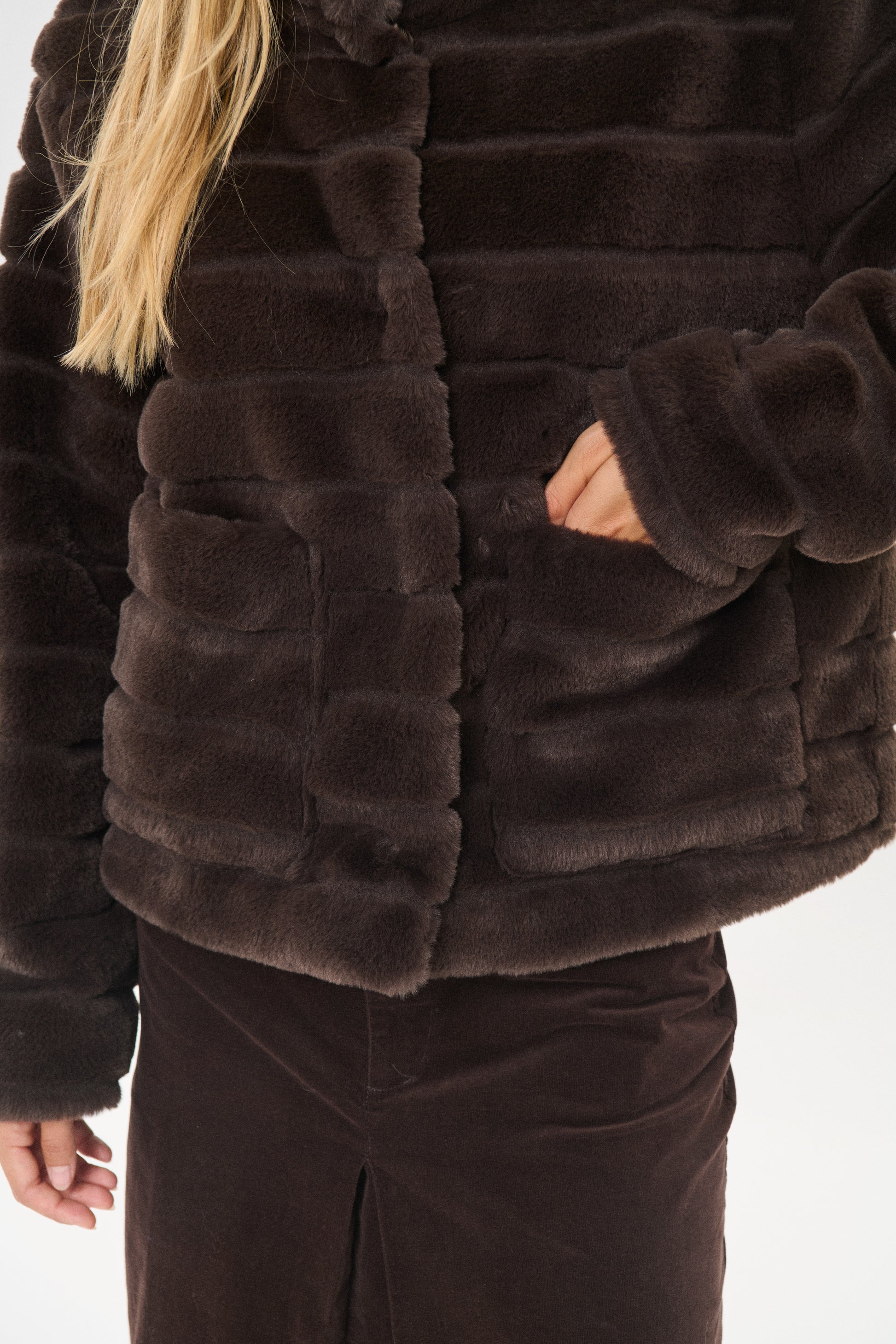Saint Tropez Leonie Chocolate Brown Fur Coat