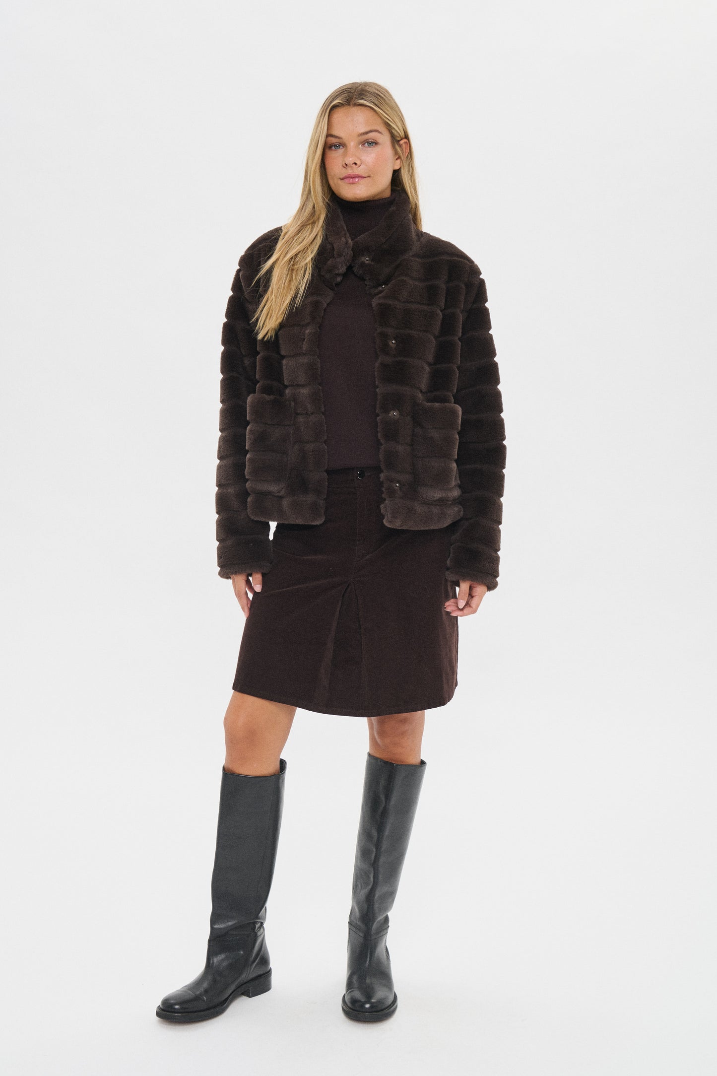Saint Tropez Leonie Chocolate Brown Fur Coat