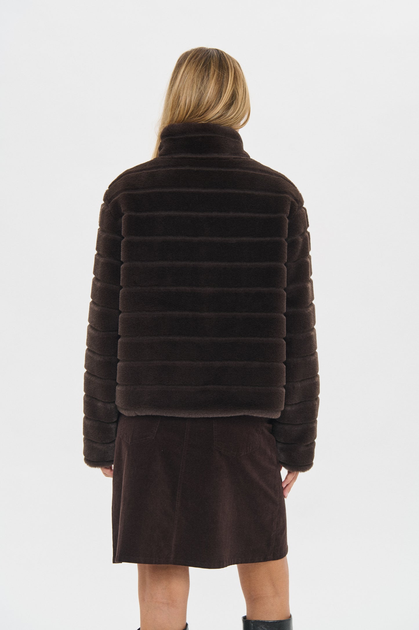 Saint Tropez Leonie Chocolate Brown Fur Coat  View from Back
