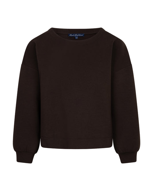 Red Button Skyler long sleeve scuba top in Espresso brown