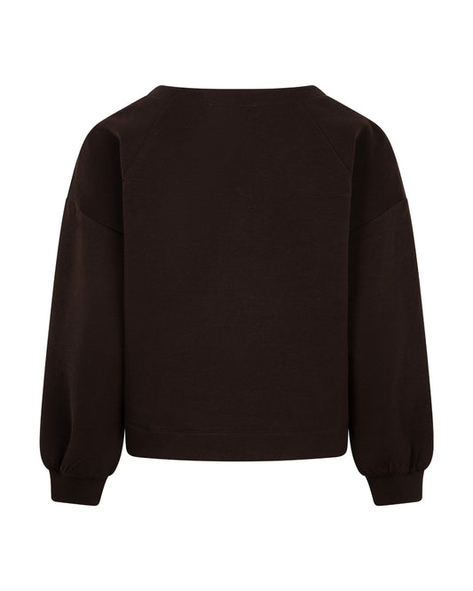 Red Button Skyler long sleeve scuba top in Espresso brown