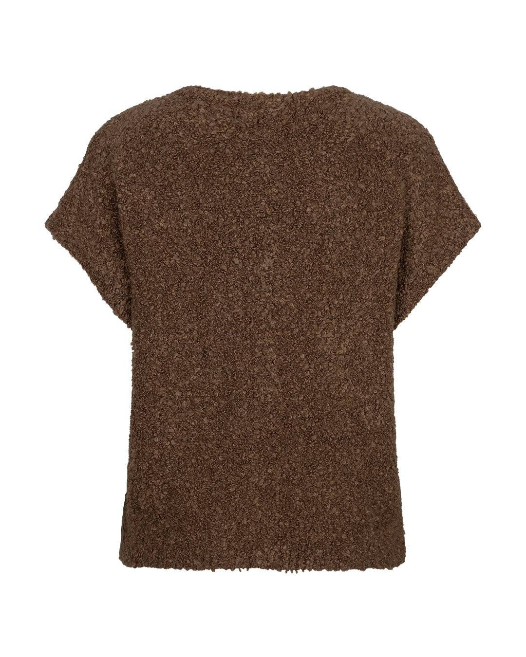 Red Button Sleeveless Bouclé Knit in Mud