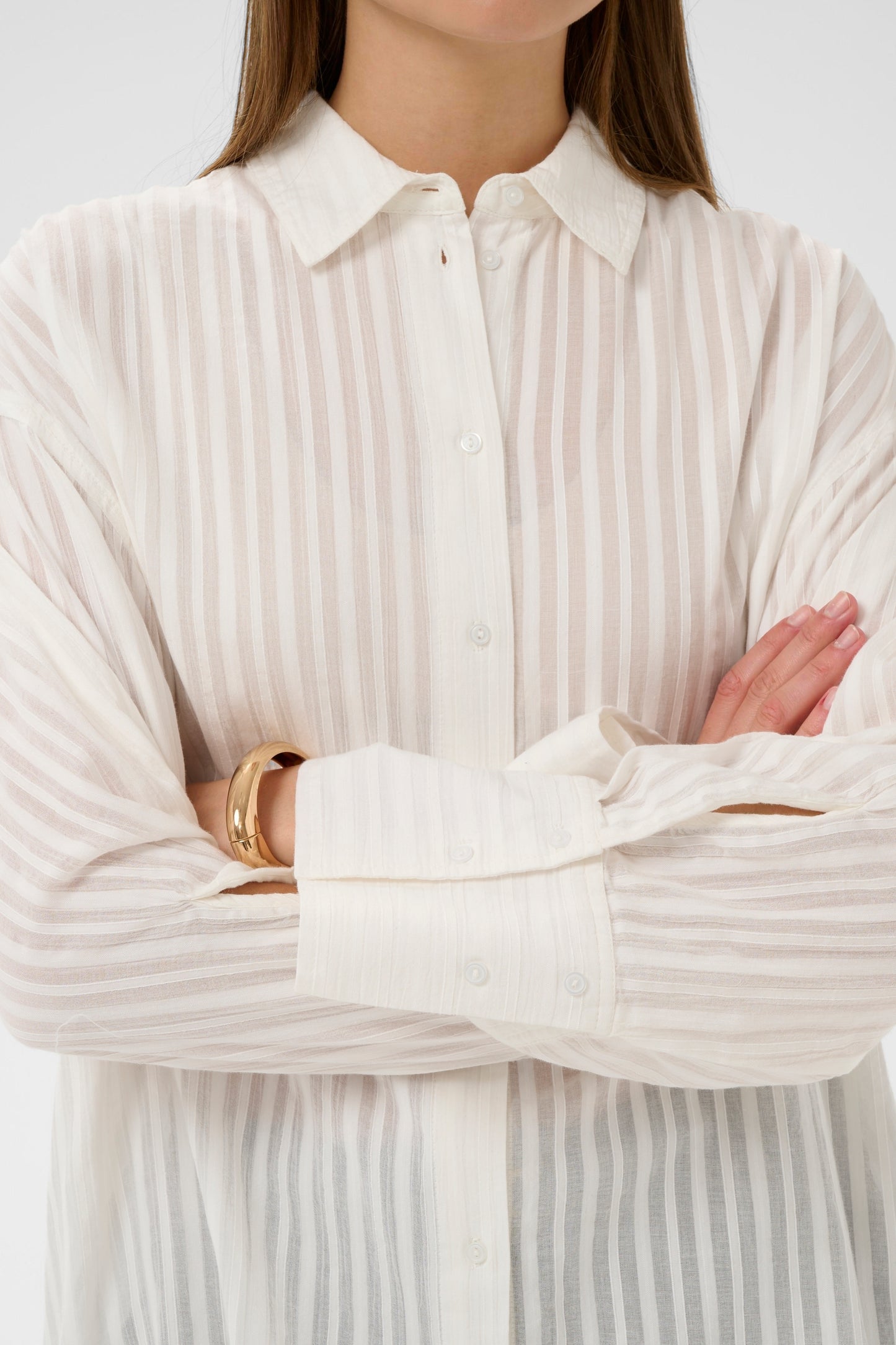 Soaked In Luxury Bianca White Striped Shirt