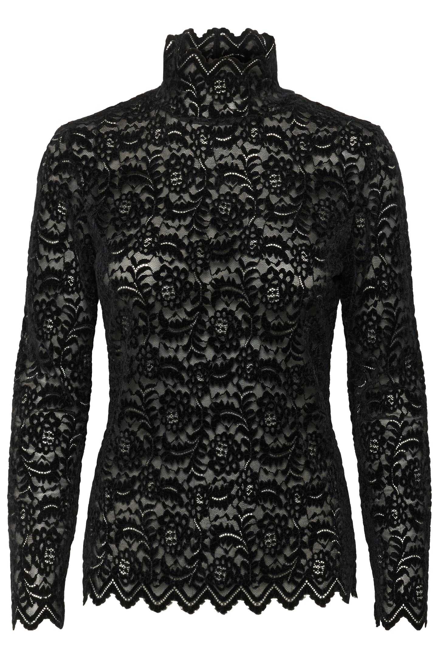 Soaked In Luxury Sable Lace Top  in black