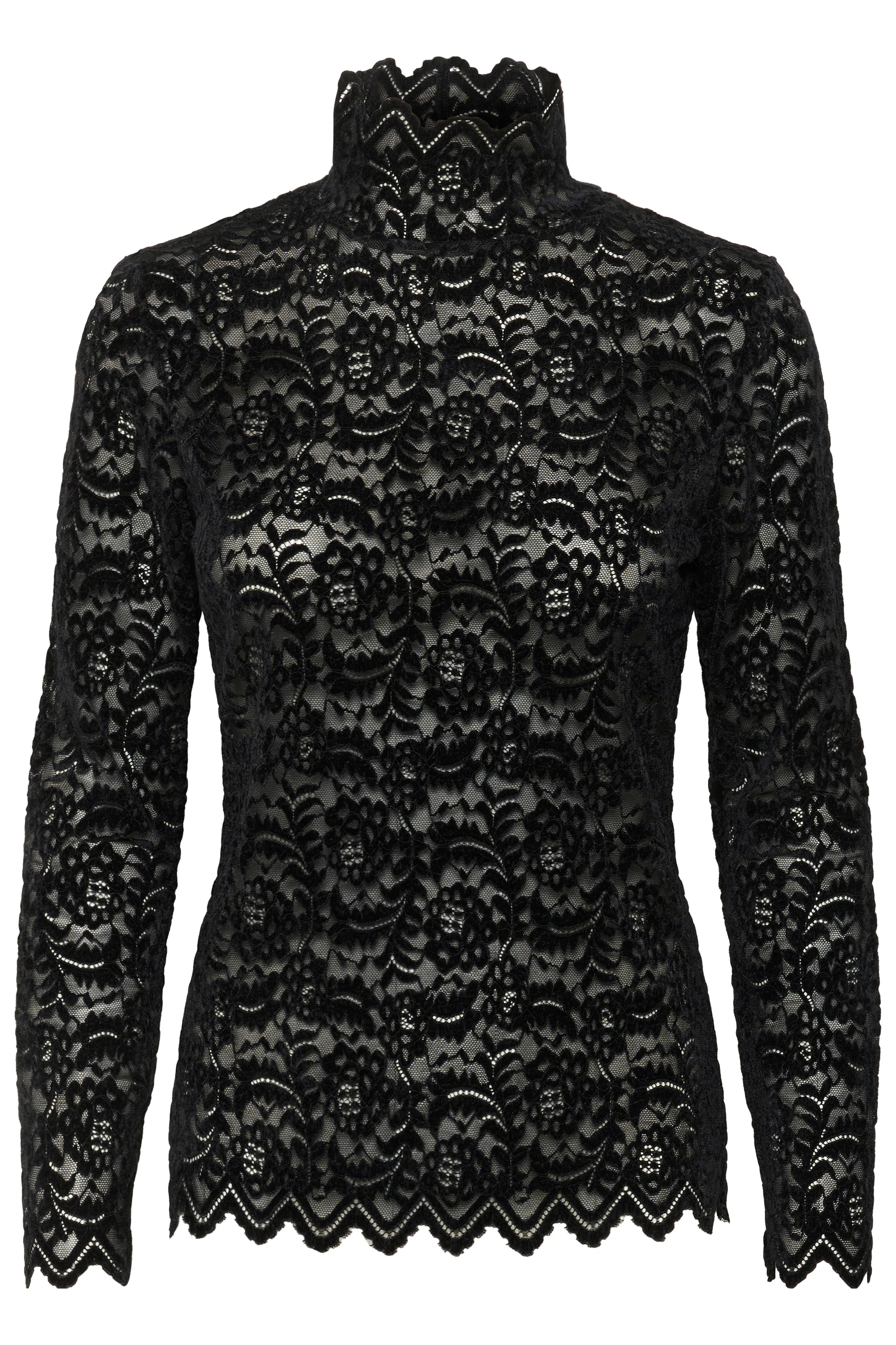 Soaked In Luxury Sable Lace Top  in black