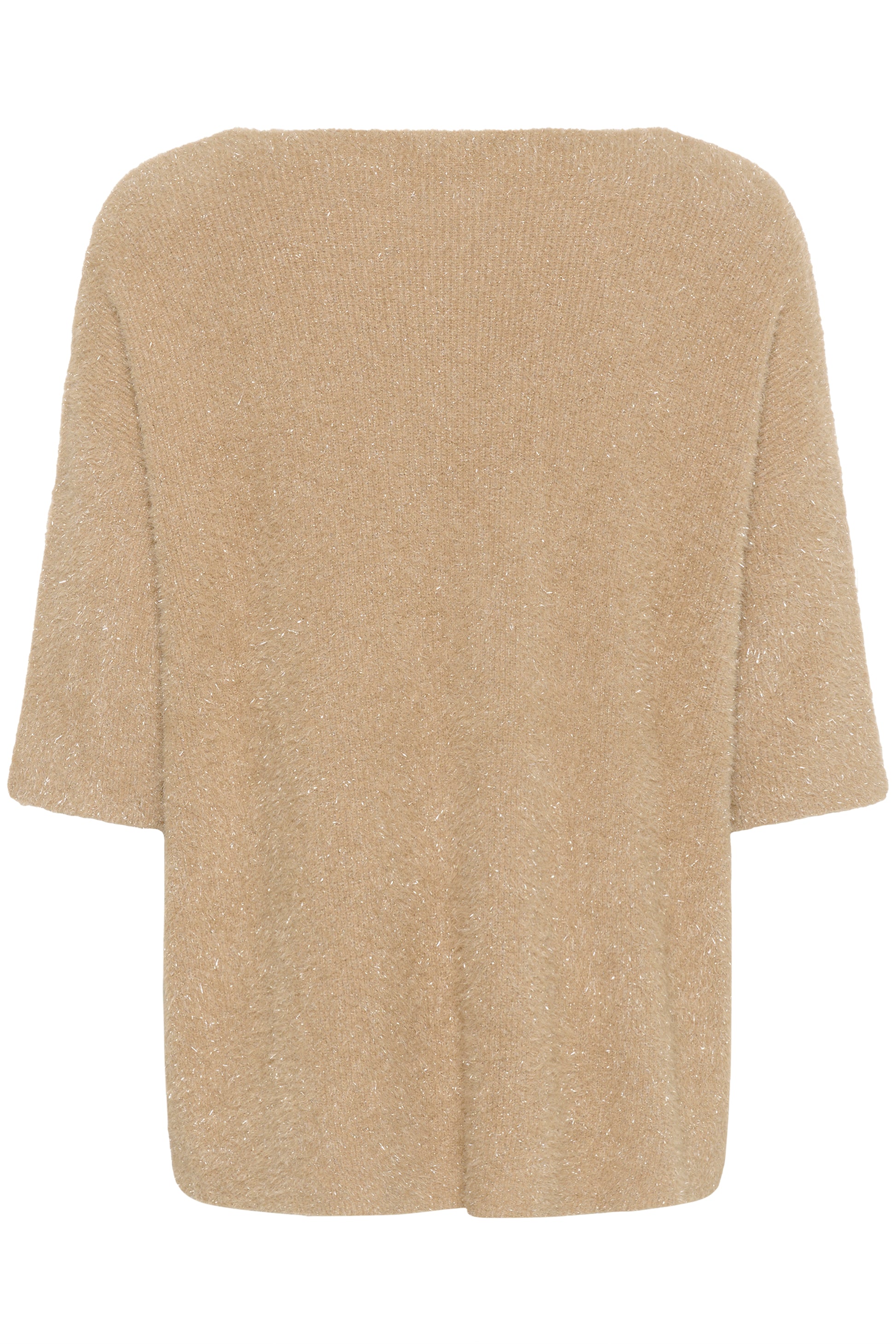 Soaked in Luxury Odalys Tuesday jumper with short sleeves.  In a dune colour with metallic yarn view from back