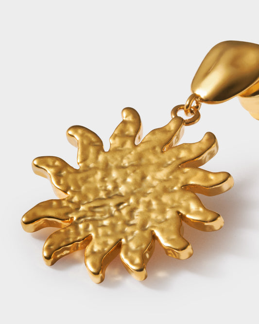 Sun Shaped Gold Plated Earrings