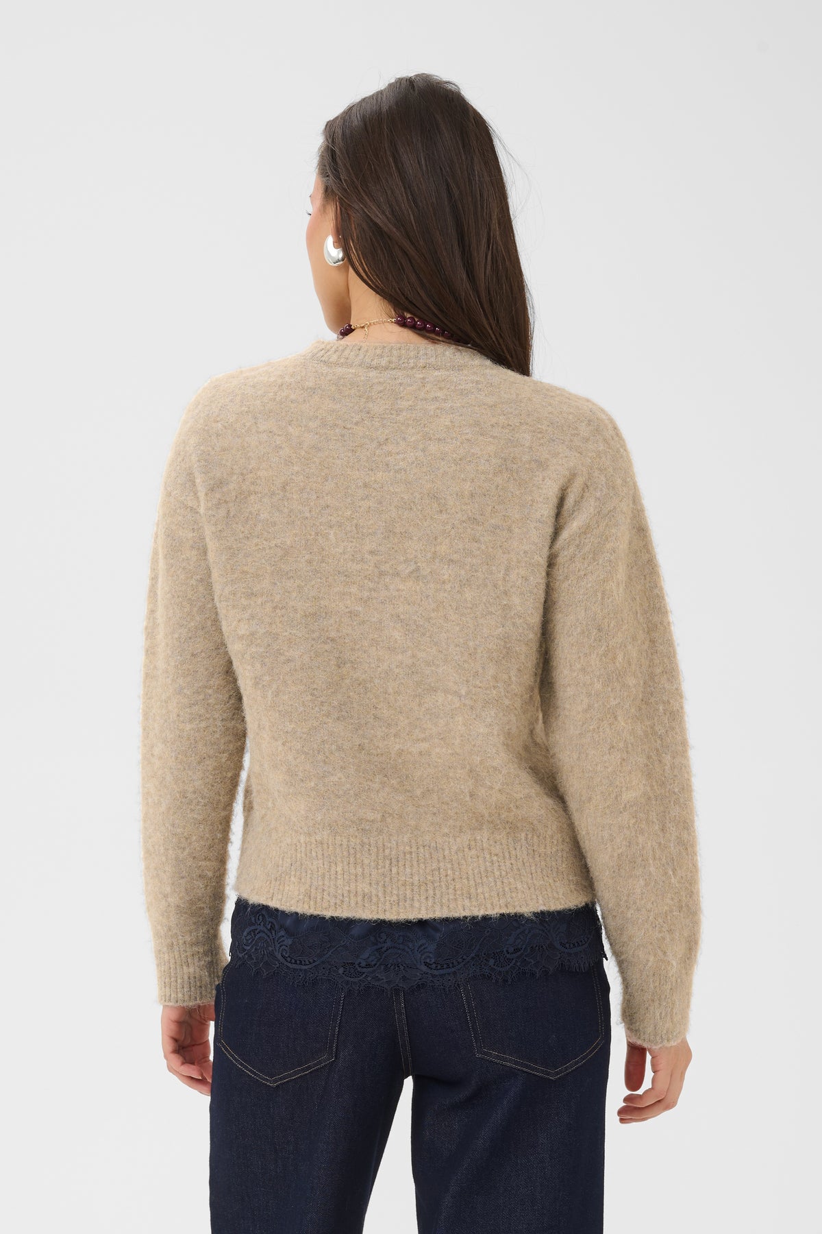 Saint Tropez Tabana Pullover in Weathered Teak with a soft fluffy knit and classic crew neckline