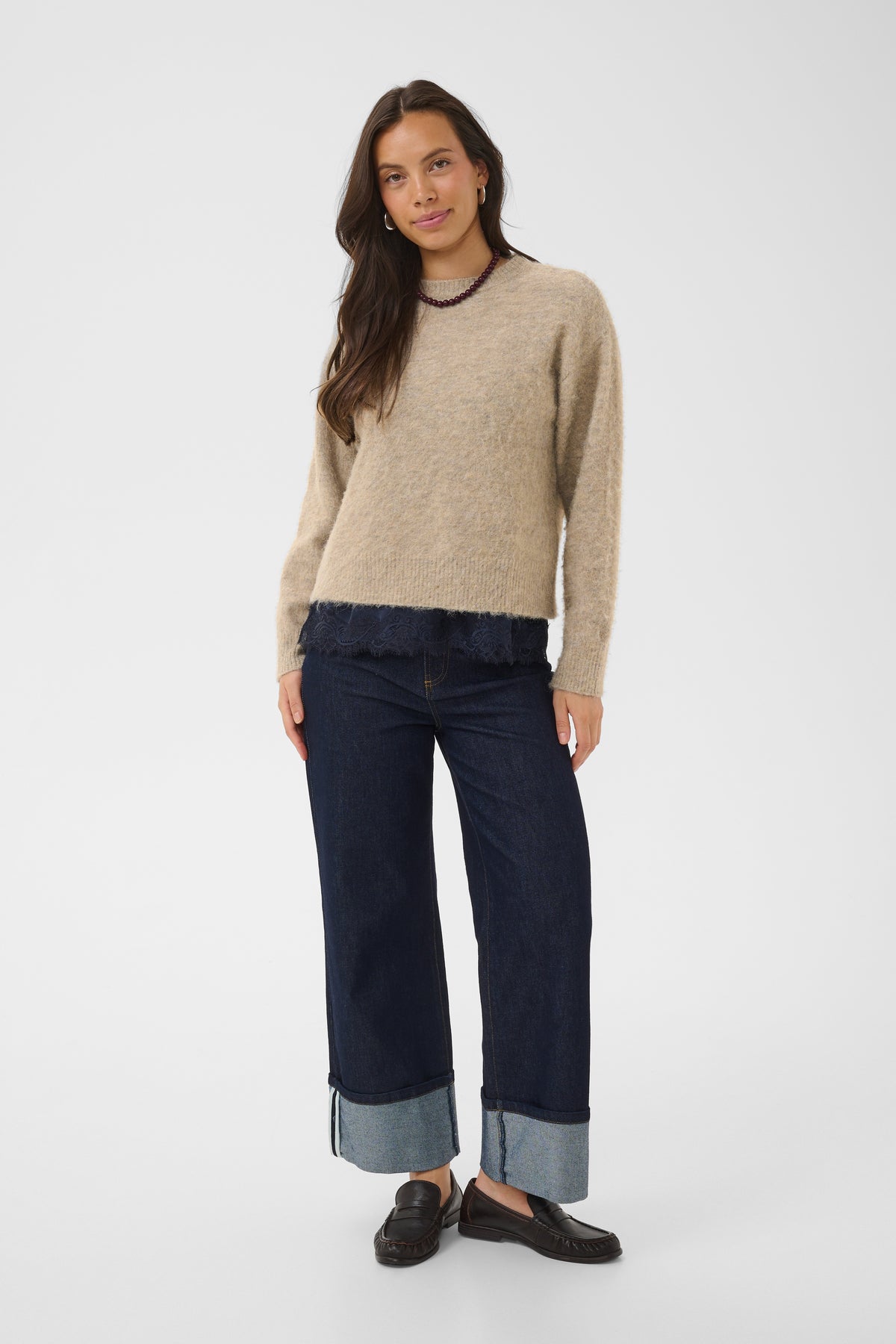 Saint Tropez Tabana Pullover in Weathered Teak with a soft fluffy knit and classic crew neckline