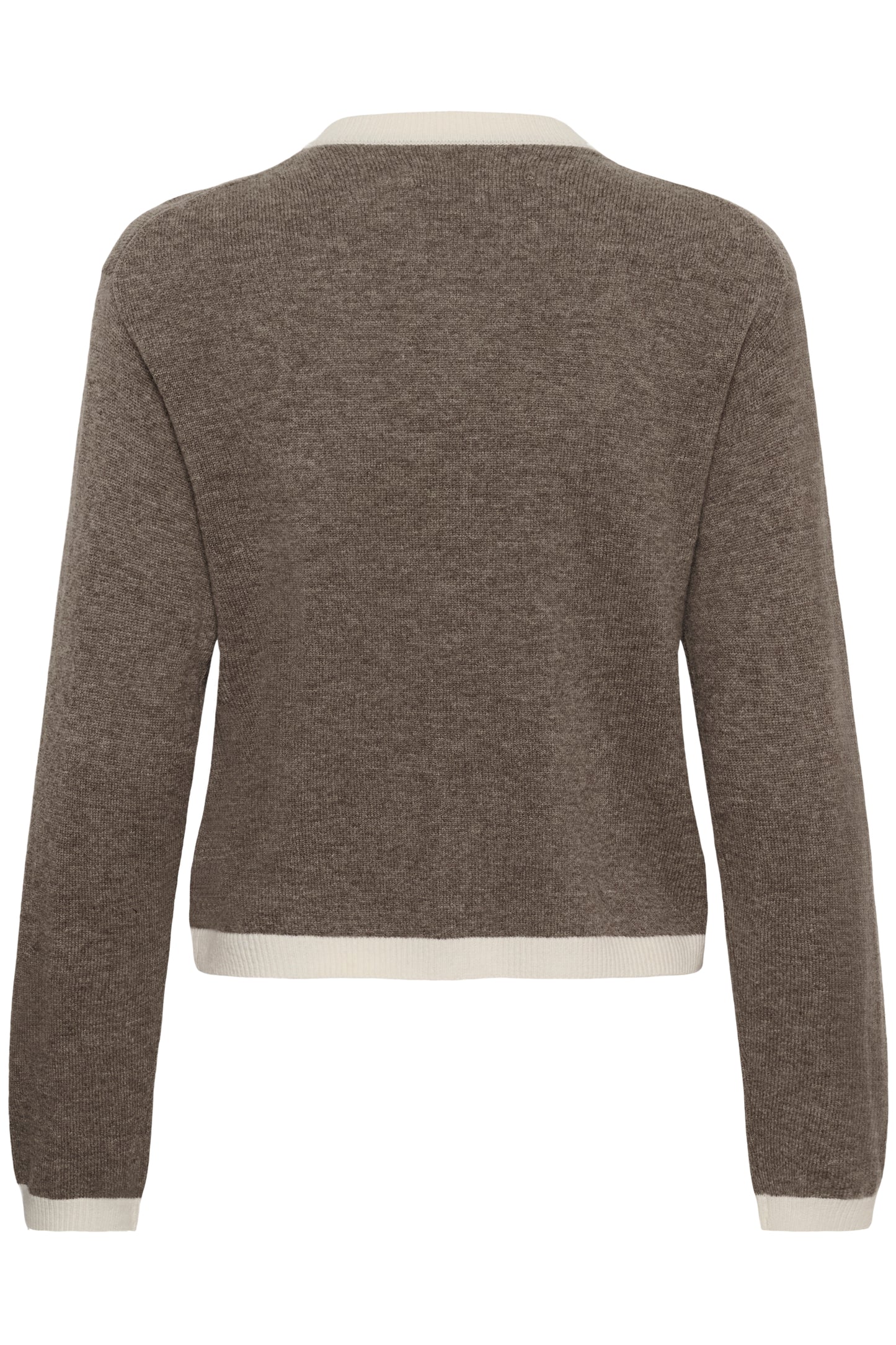 Inwear Tally wool and cashmere cardigan in brown with contrasting cream edging
