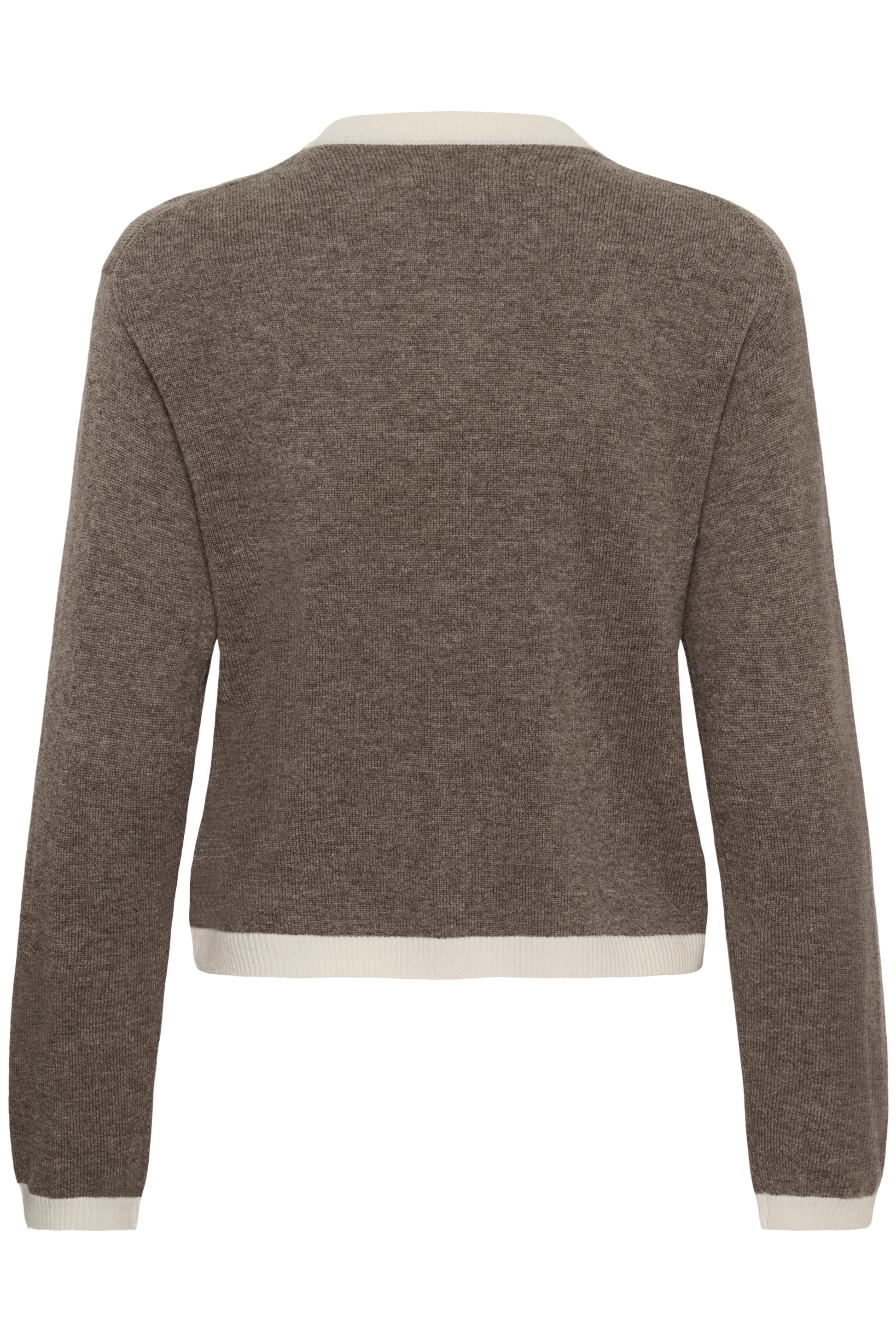 Inwear Tally wool and cashmere cardigan in brown with contrasting cream edging