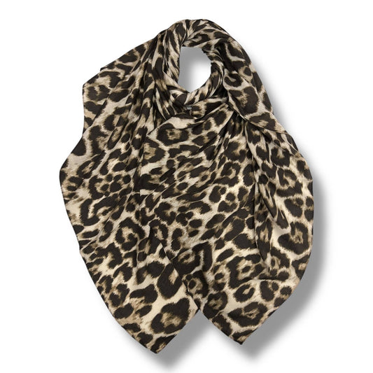 Leopard print scarf on a white background