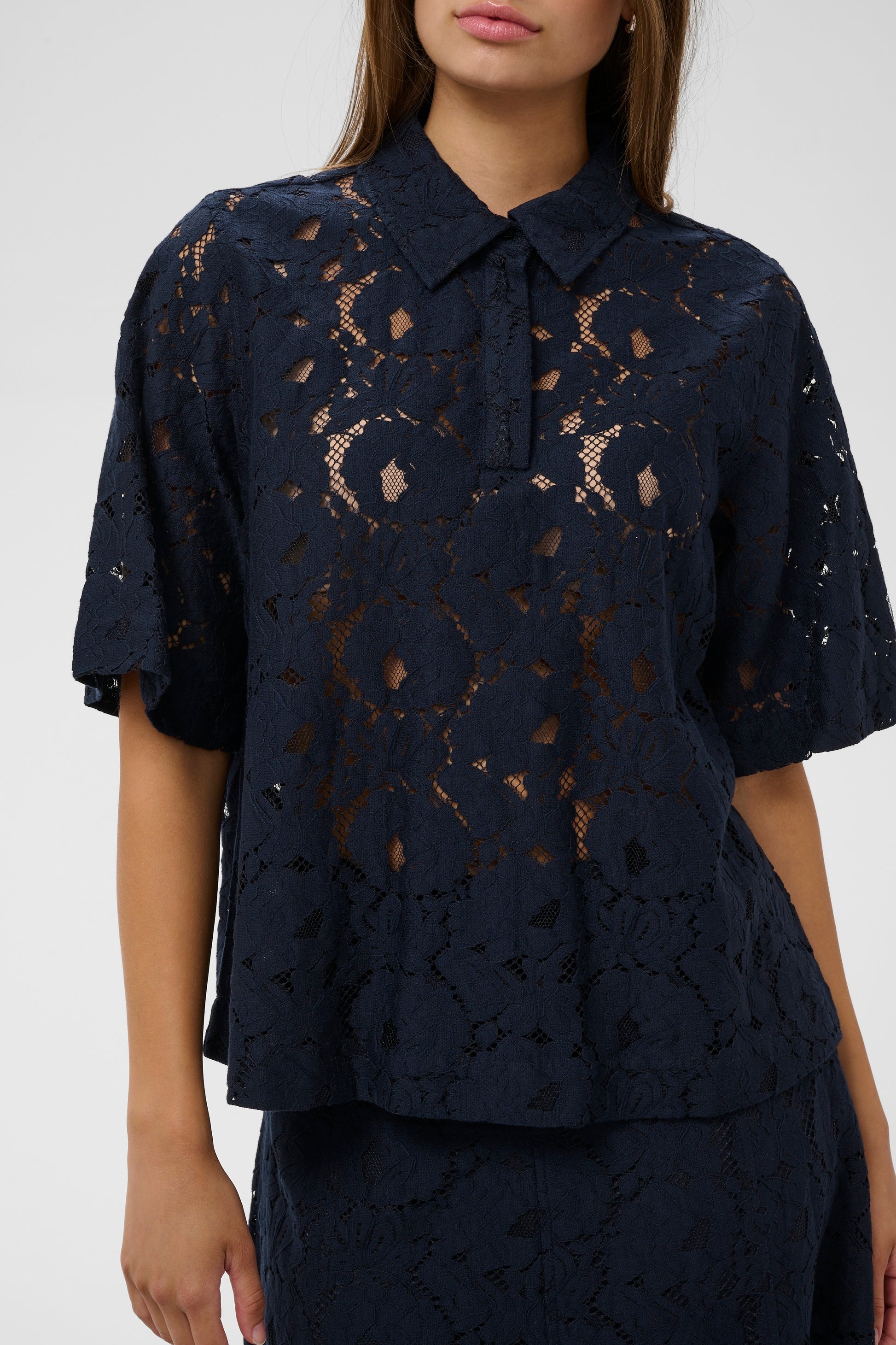 Soaked Taya Lace Blouse in Night Sky