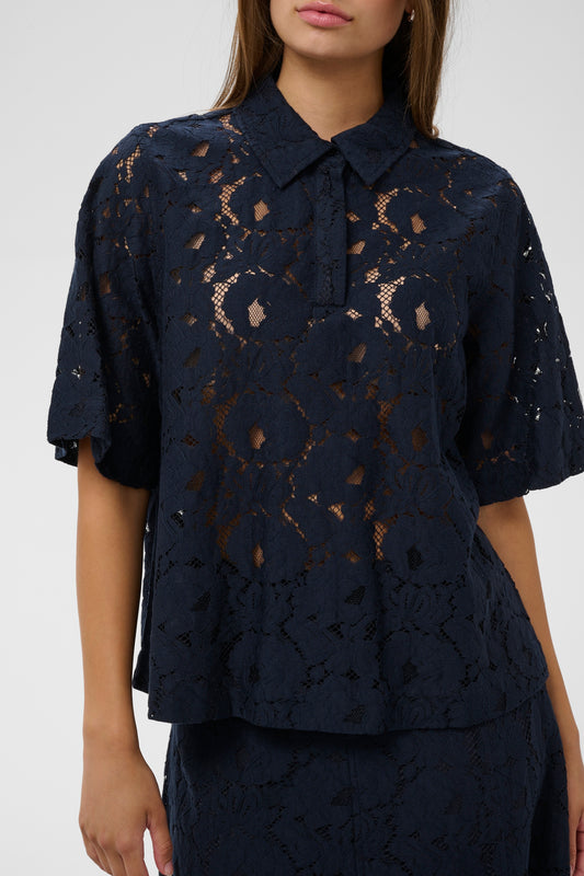 Soaked Taya Lace Blouse in Night Sky