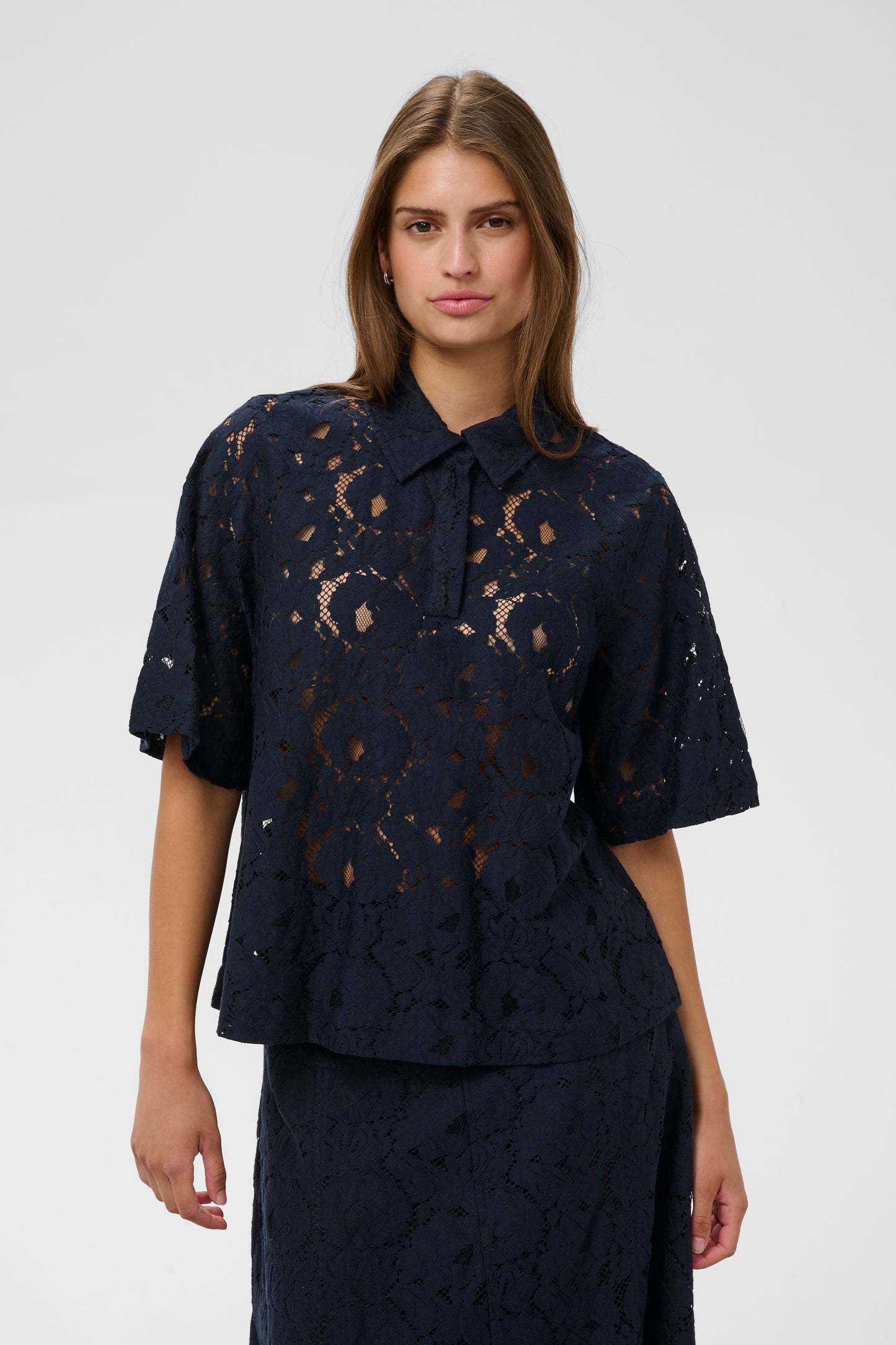 Soaked Taya Lace Blouse in Night Sky
