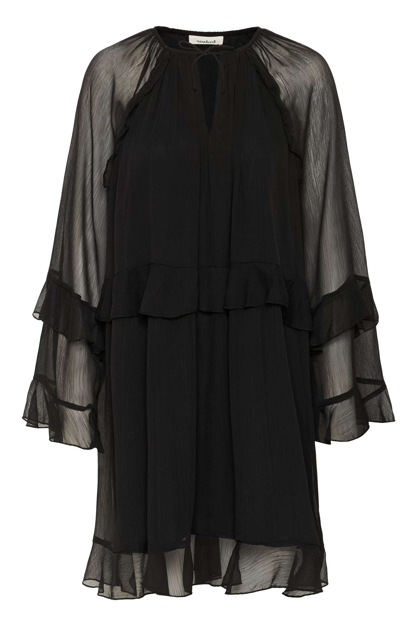 The Soaked in Luxury Harietta knee length floaty chiffon dress with long sleeves 