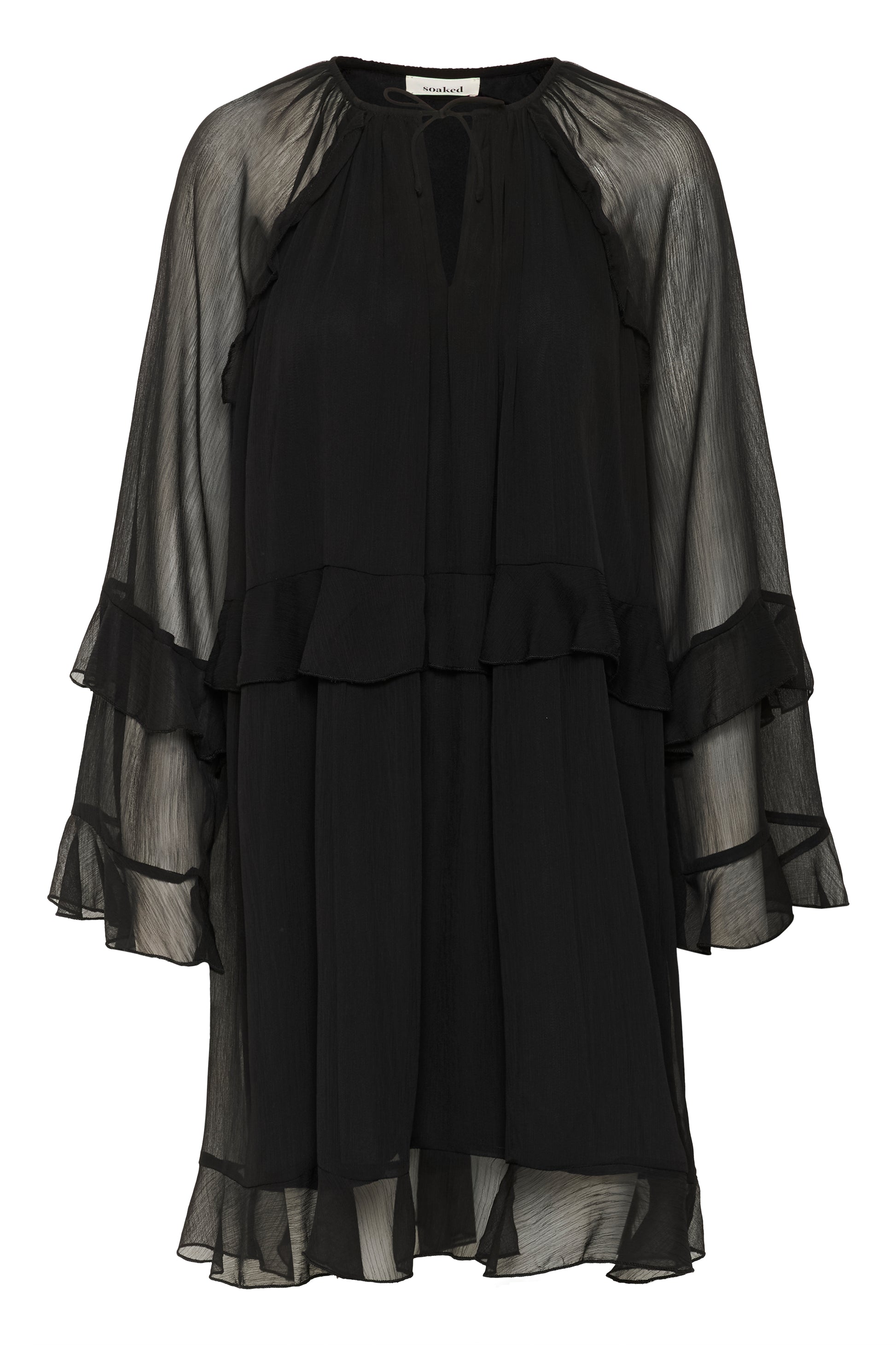 The Soaked in Luxury Harietta knee length floaty chiffon dress with long sleeves 